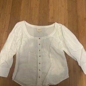 Anthropologie White Scoop Neck Blouse